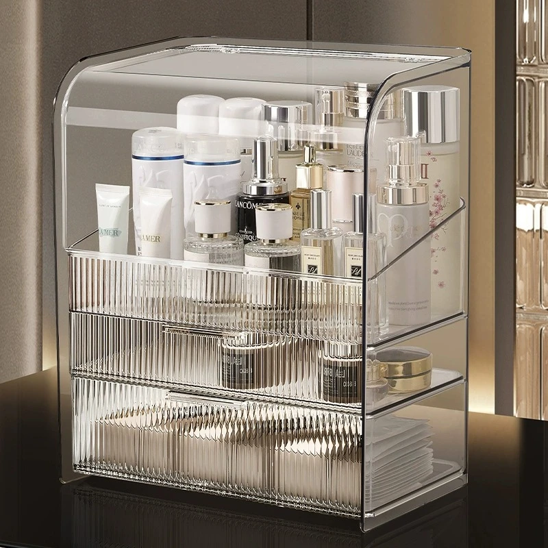 化妆品收纳盒防尘透明抽屉式桌面梳妆台大容量护肤高级感置物架亚