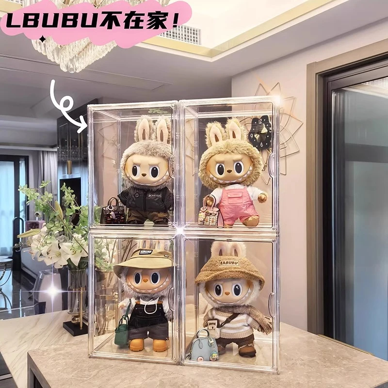 labubu拉布布展示收纳盒柜透明亚克力公仔娃娃春野模型玩偶陈列