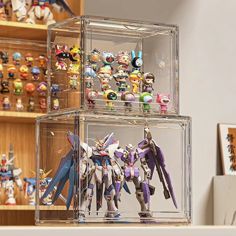 盲盒收纳展示架全透明防尘大容量手办柜积木泡泡玛特亚克力展示盒
