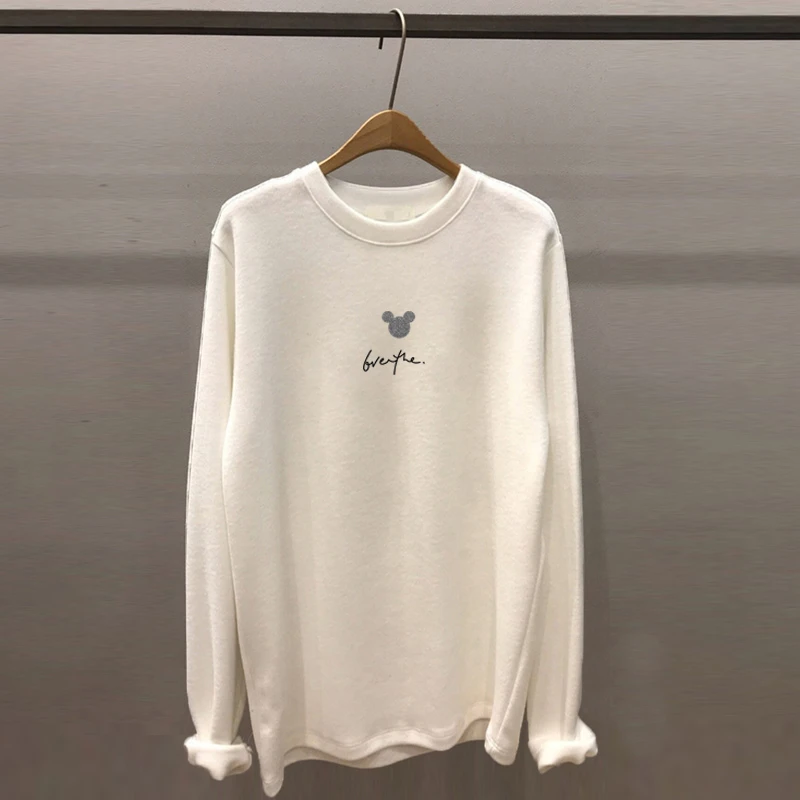 秋冬季德绒中长款长袖t恤女韩版宽松时尚百搭加厚高档内搭打底衫