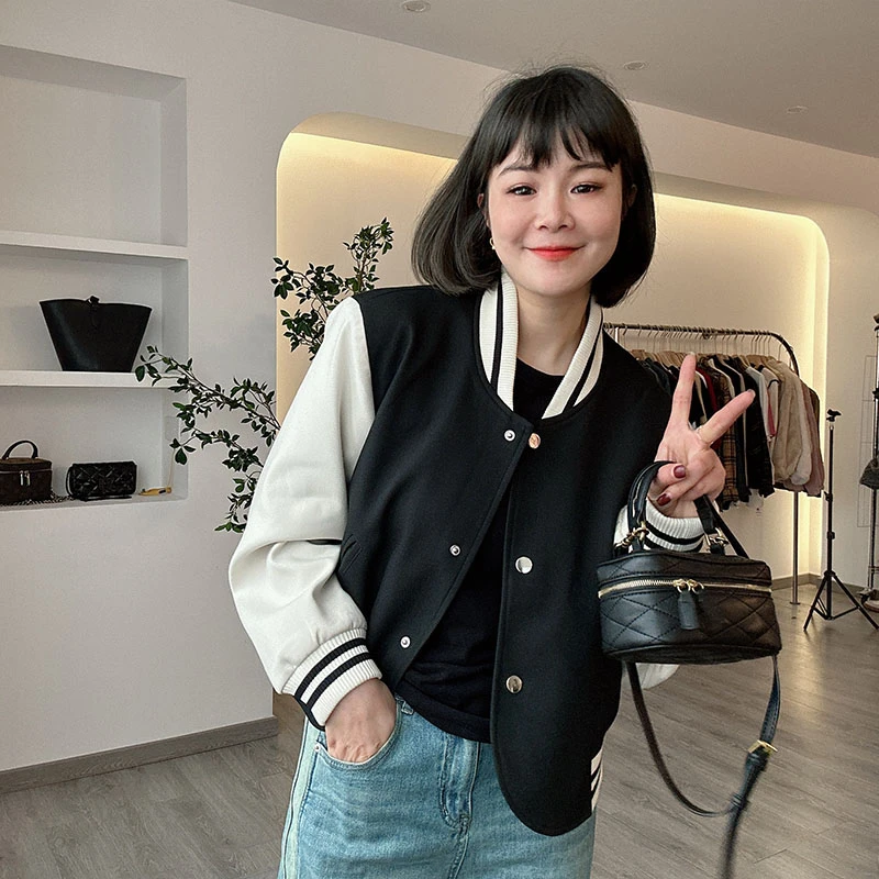春季新款高级拼接撞色设计感价格棒球服