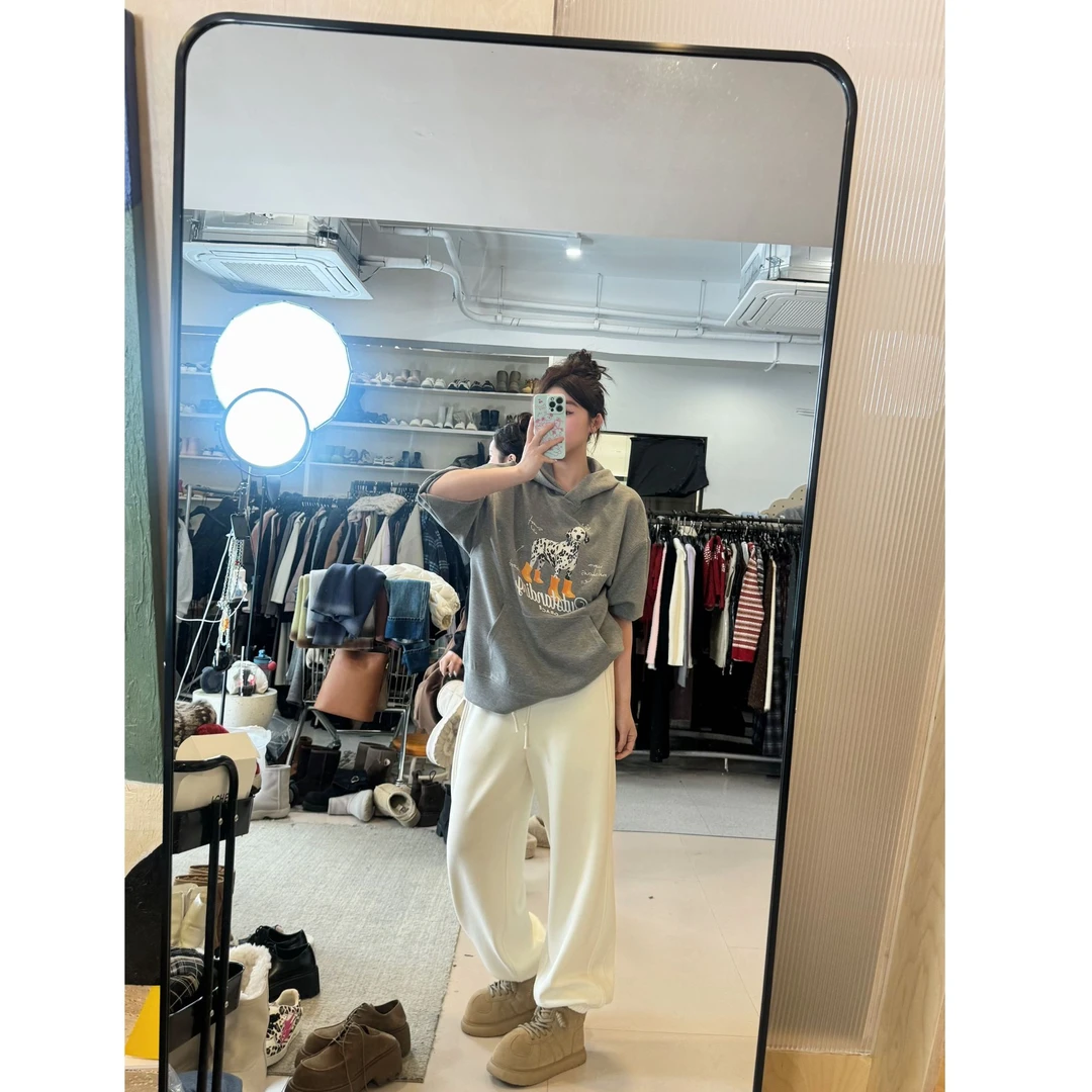 晶咕【束脚裤！】宽边松紧高腰裤脚松紧束脚休闲裤潮流宽松百搭