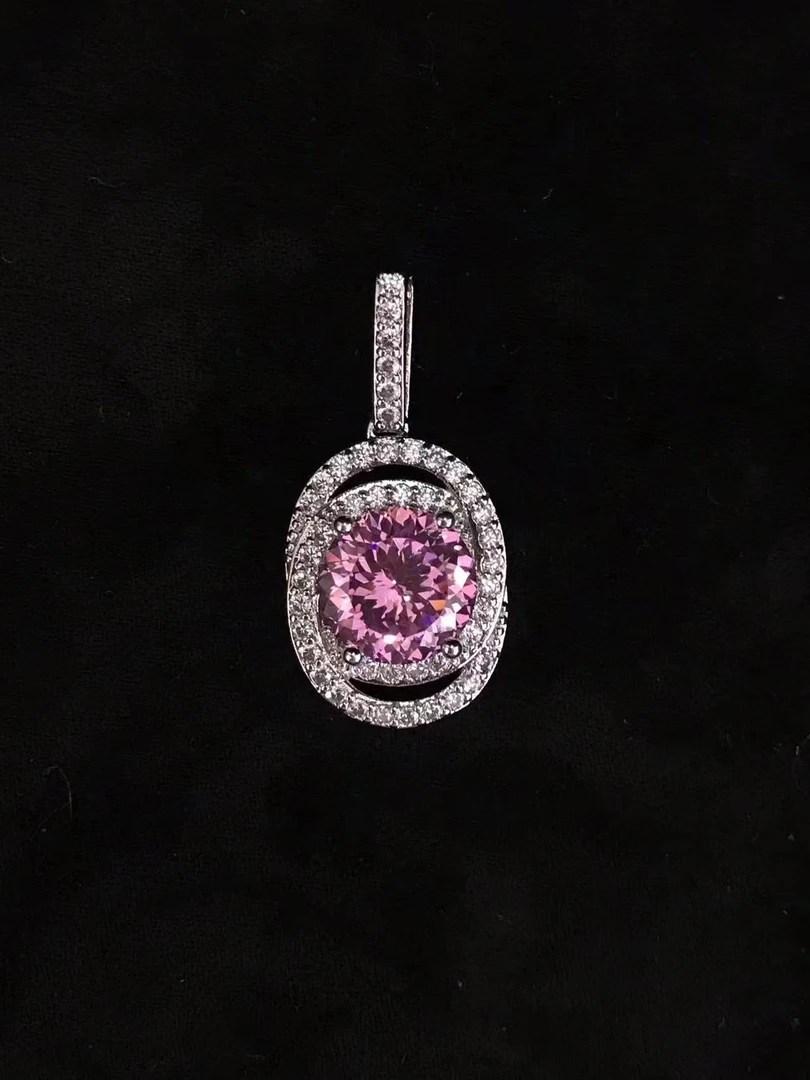 【子玉】澳大利亚设计环环相扣粉吊坠3ct  A42