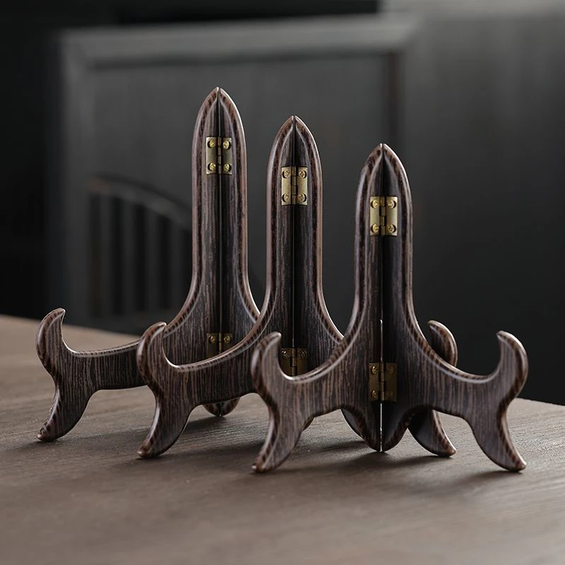 展示赏盘装饰盘子支架托架工艺品实木相框瓷盘架摆件普洱茶饼架子