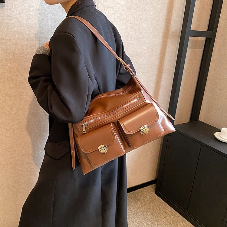 韩国机车包小众复古托特包2023秋冬新款大容量通勤包简约腋下包女