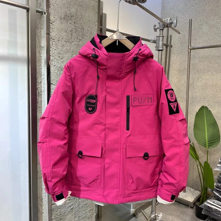 男女情侣白鸭绒羽绒服外套 户外冬季极寒工装连帽加厚羽服潮外套