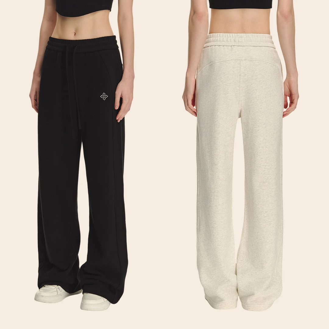 CLIMAX VISION亲肤软糯温暖加绒休闲直筒长裤女线条分割保暖卫裤