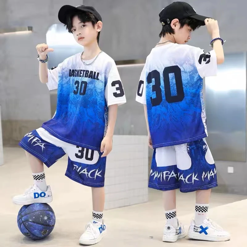 男童夏装篮球服速干套装男孩夏季中大童2023新款运动短袖球衣童装
