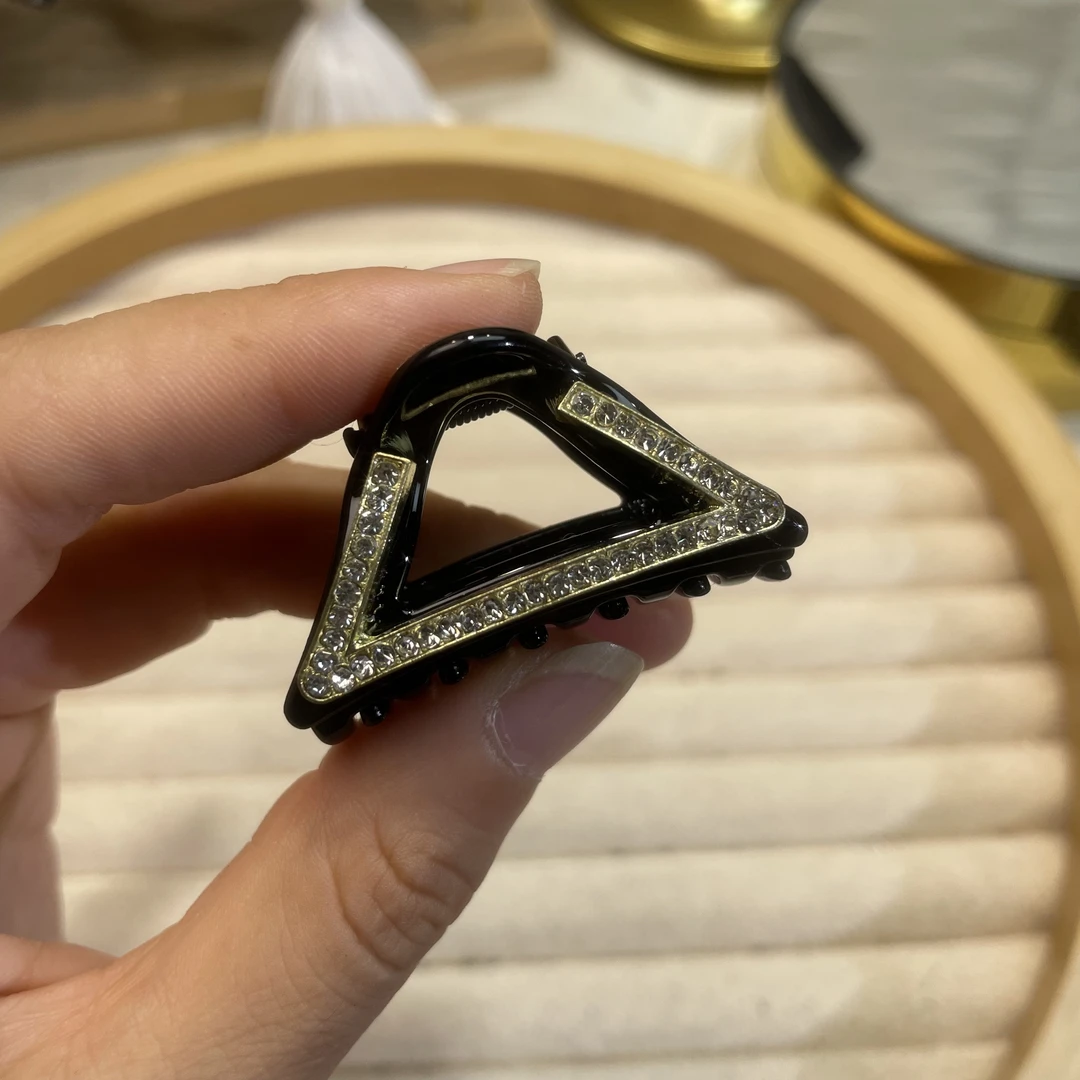 恒赞满钻镶嵌小抓夹4公分黑色精致三角形侧边夹气质碎发夹 5715