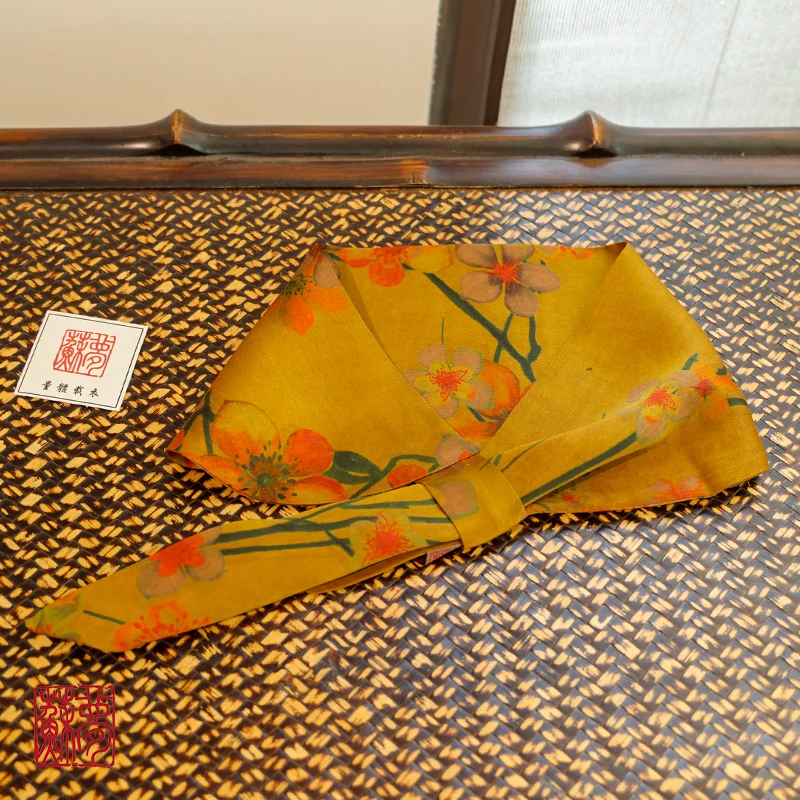 {苏梦}百搭不规则领巾新中式气质百搭女士桑蚕丝国风丝巾0504091