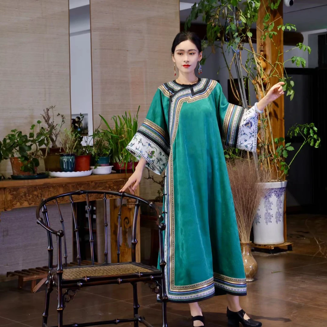 蘇夢【九层蝶】香云纱手绣袖圆领斜襟大袍中式百搭0101480