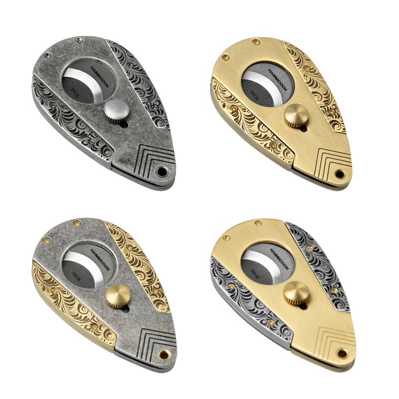 复古雪茄刀不锈钢双刃雪茄剪皮革礼盒包装