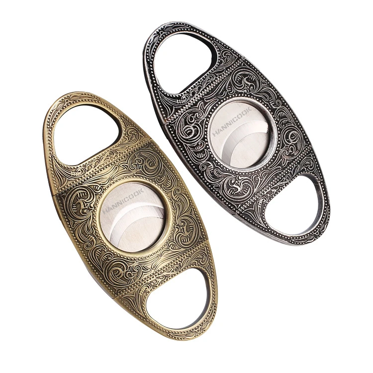 雪茄剪刀电镀浮雕 锌合金不锈钢双刃复古雪茄刀