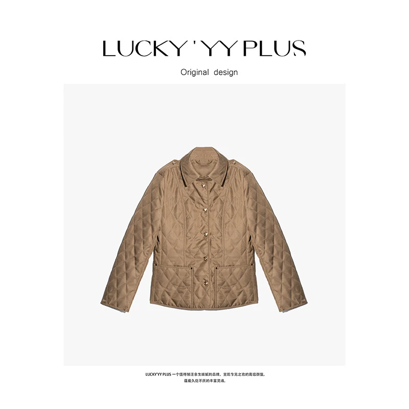 LUCKYYY  高品定制小翻领定位充绒菱形格精致感鹅绒服  N898