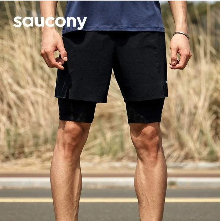 Saucony索康尼2023新款男士专业跑步运动短裤带内衬男子男款夏季
