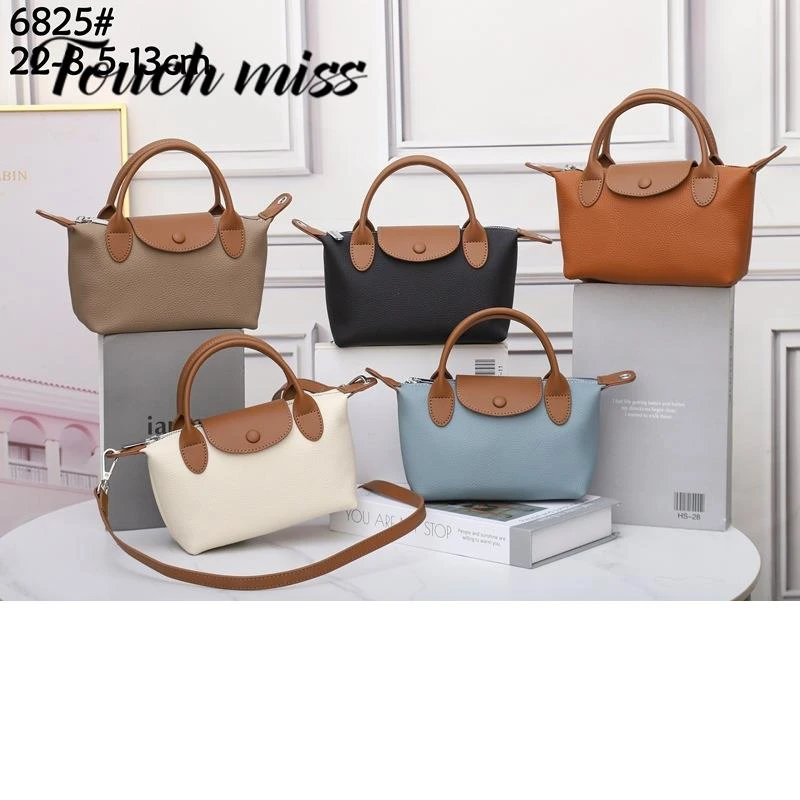 TOUCH MISS2024新款头层牛皮单肩包斜挎包真皮饺子手提包小包撞色