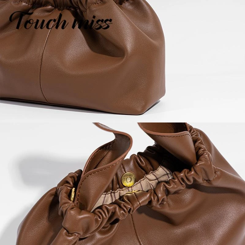 TOUCH MISS2024新款复古褶皱云朵手提包韩版小众时尚百搭斜挎女包