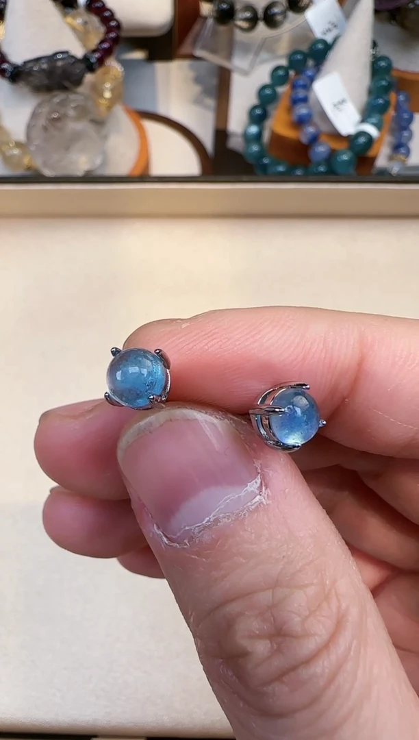 【闪购商品】琉璃DIY1533 海蓝耳钉