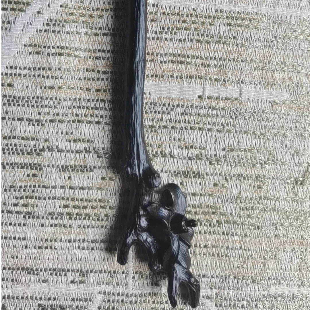 紫檀手工雕刻百合花发簪盘发旗袍汉服配饰红木黑檀木雕刻镂空