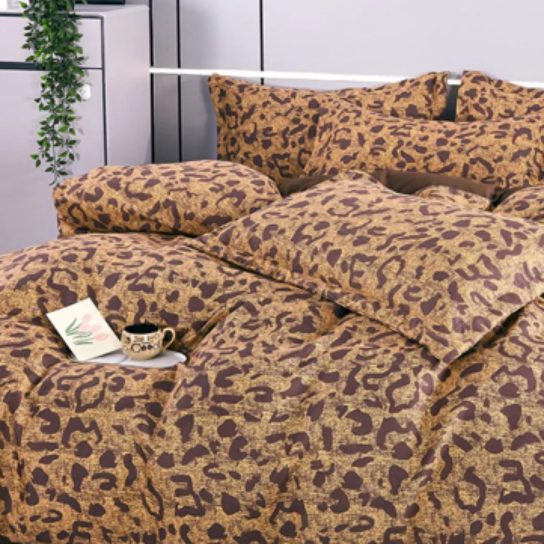 新款ins豹纹印花美式柔 软亲肤床四件套