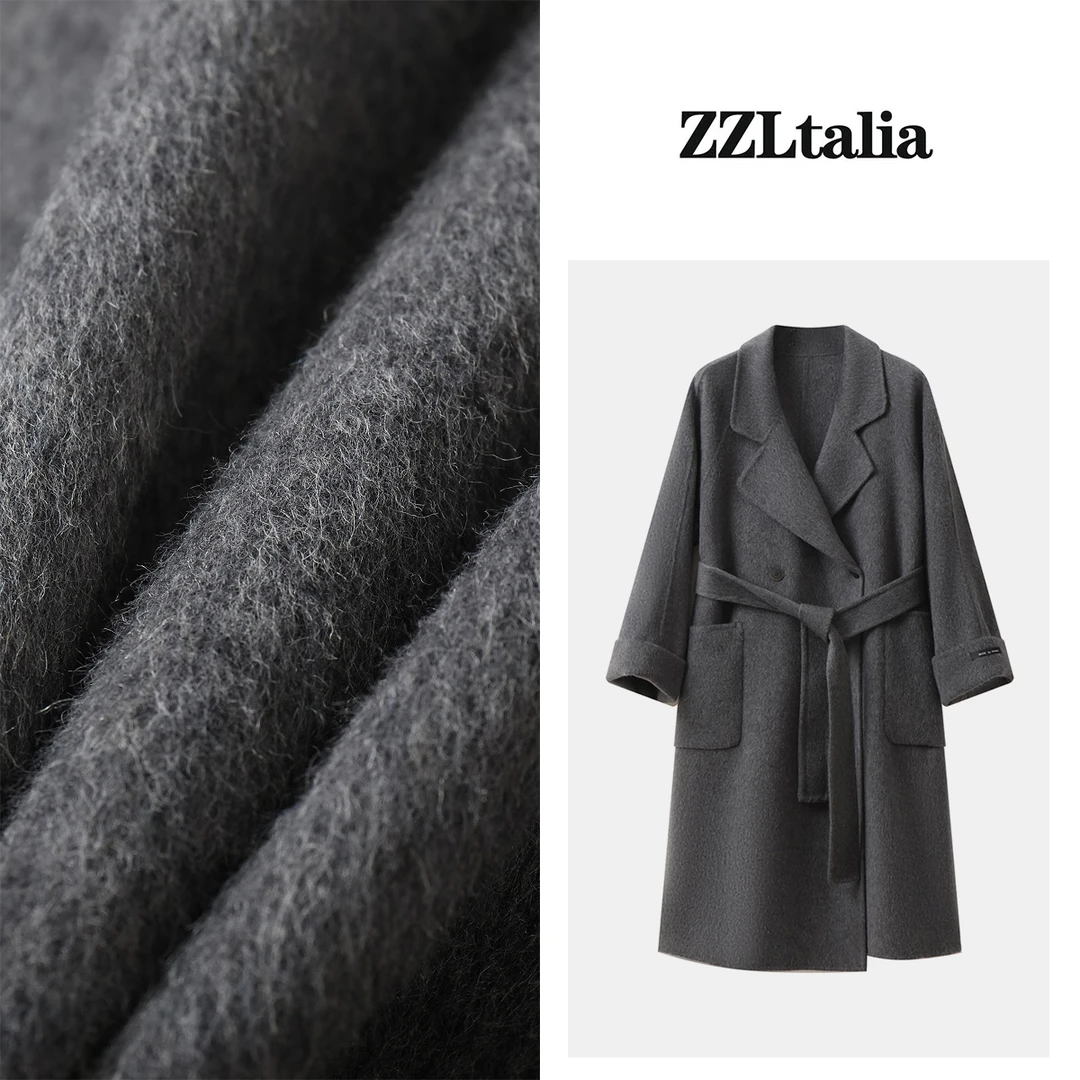 【流金岁月】秋冬气质简约浴袍款羊毛外套2277大衣双面宽松长款