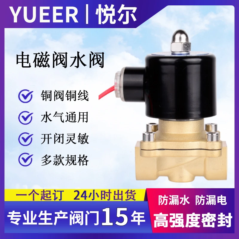 电磁阀220v水阀24v阀门电动12v常闭4分6分1寸水管电子阀控制阀铜