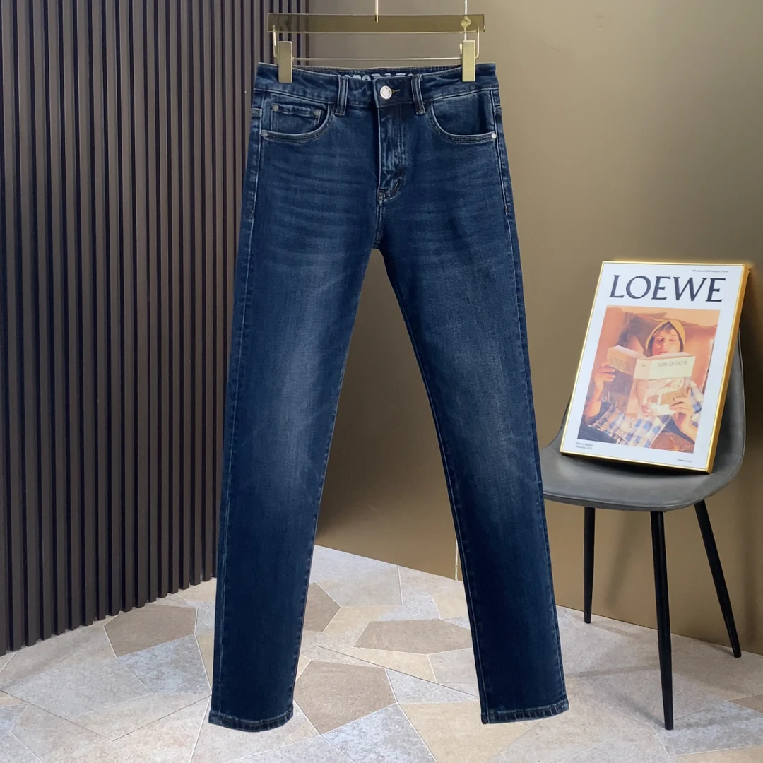 2025秋冬男牛仔裤子蓝色洗水休闲百搭修身小脚裤