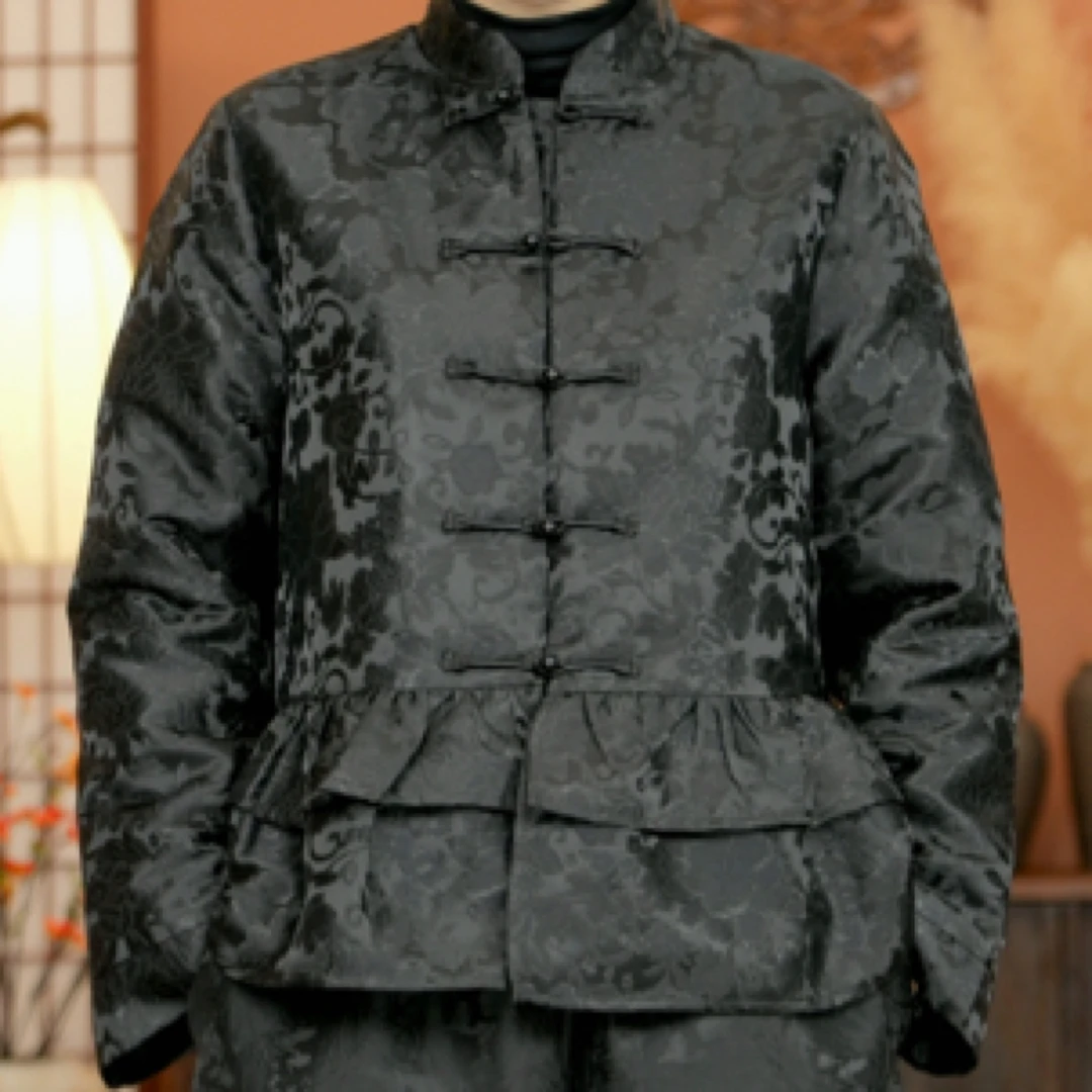 【静哚】新款现货中式提花加厚棉服中国风民族风立领冬季保暖