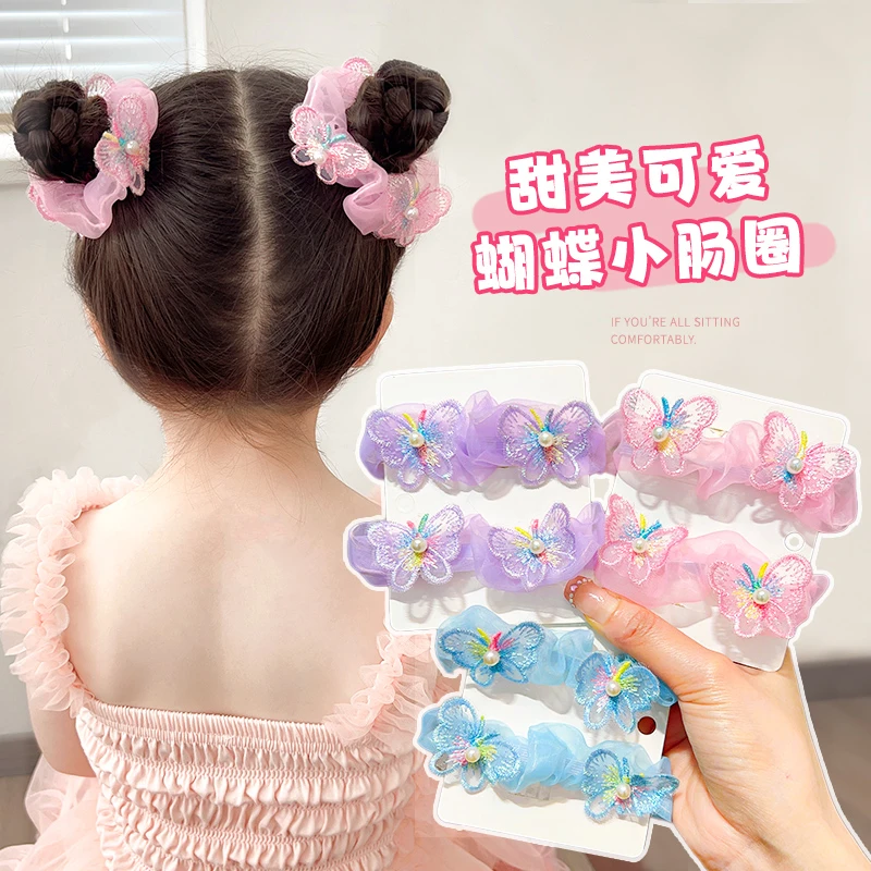 发圈头绳女2024新款网纱大肠发圈蝴蝶发绳高弹力丸子头马尾小女孩
