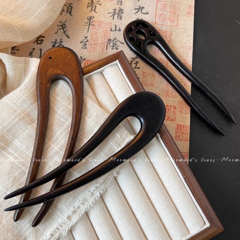 新中式U型发簪女高级感古风发钗盘发神器发插简约气质头饰盘发器