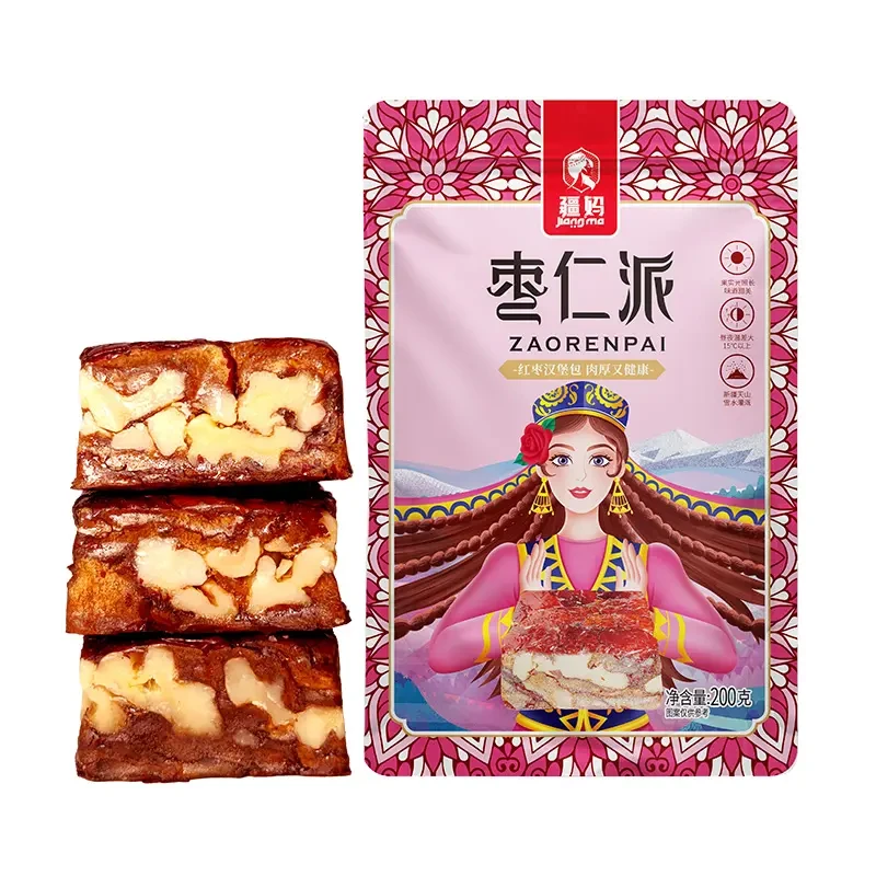 新疆疆妈枣仁派红枣夹核桃仁夹心枣糕零食200g/袋推荐特产