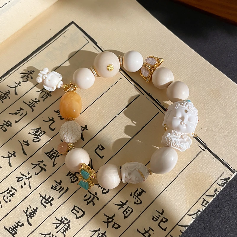 M0149【小欢喜】猛犸牙原创设计国风百搭单圈手串