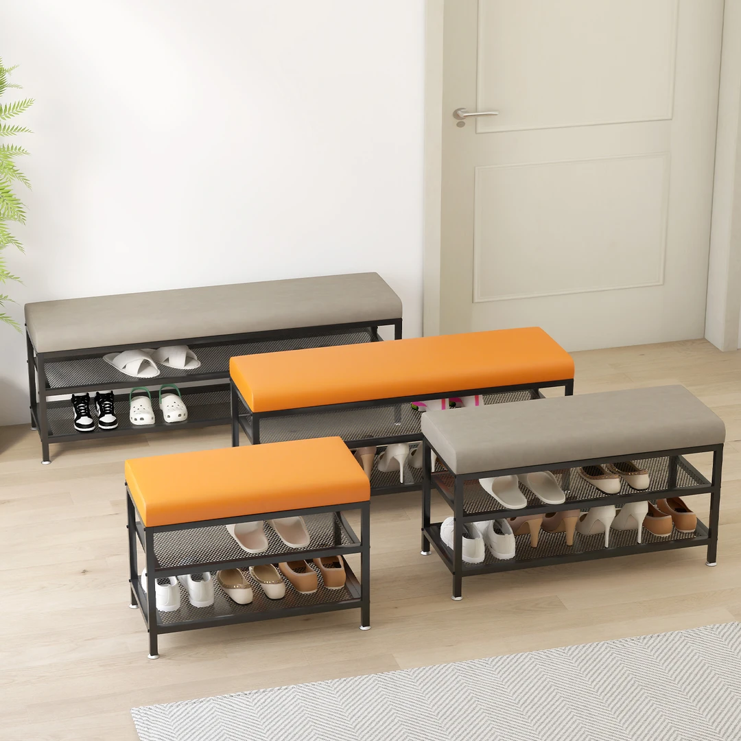 聚当当门口鞋柜入户门口换鞋凳家用长条软包坐垫鞋架入户简约鞋架