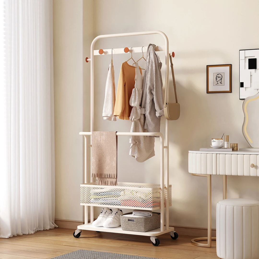 聚当当多功能可移动衣帽架家用卧室客厅简约落地简易挂衣架子