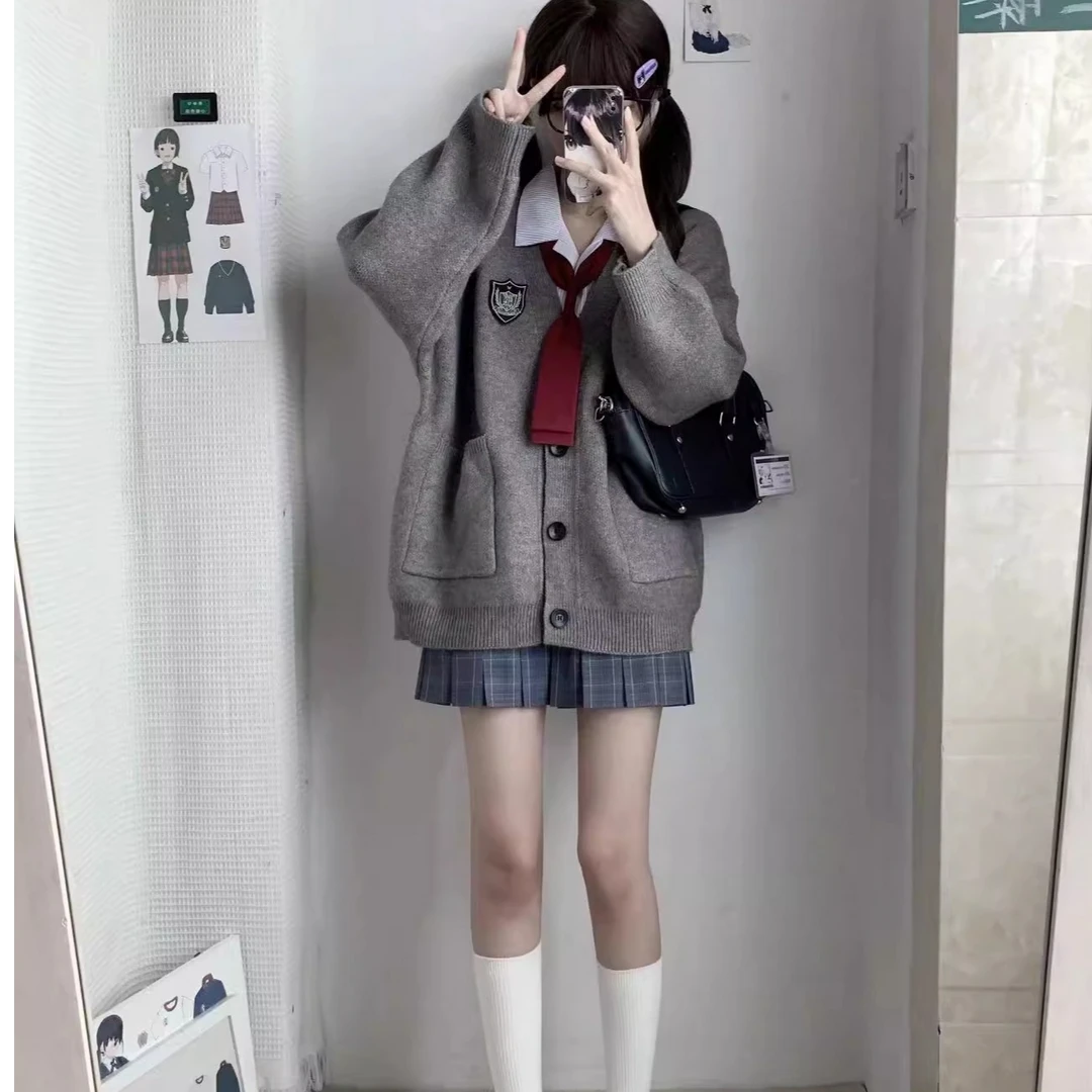 神仙club 优等生毛衣秋冬日系 JK制服校供感 针织开衫宽松学院风