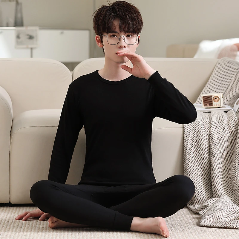 青少年秋衣秋裤男大童纯棉打底棉毛衫初中高中生薄款保暖内衣套装