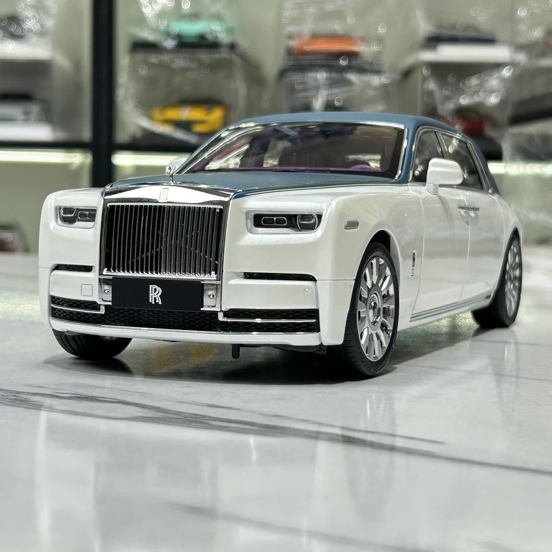 劳斯莱斯幻影八代 原厂1:18蓝白色双拼 Phantom 合金全开汽车模型