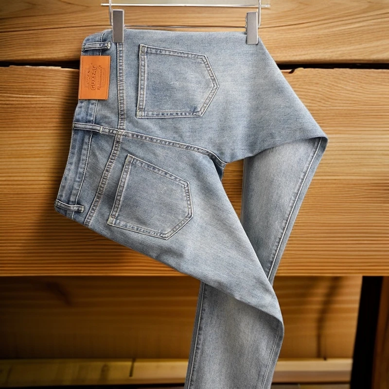 娜罗普西休闲复古潮牌牛仔裤男款修身小脚裤春夏季薄款弹力裤子