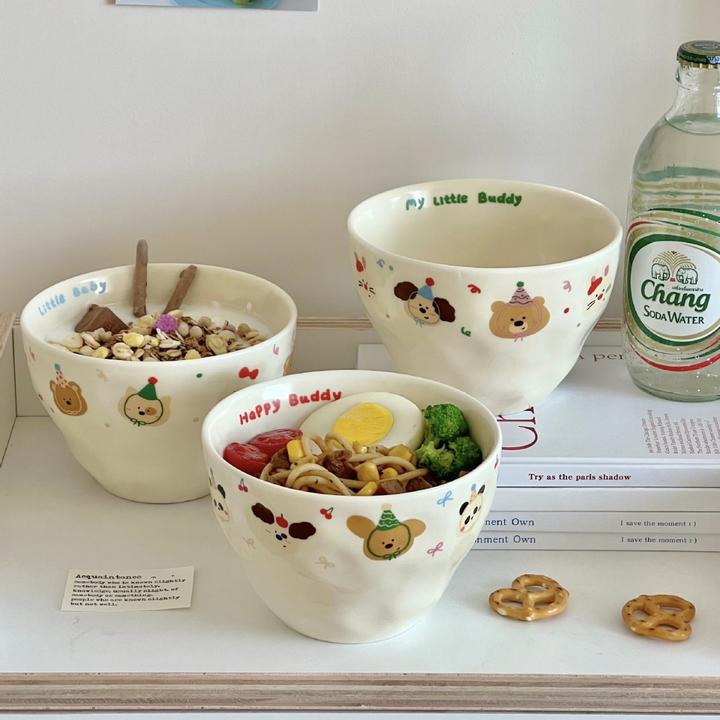 送勺子！二号葫芦碗小碗550ml网红可爱情侣家用创意陶瓷学生米饭碗