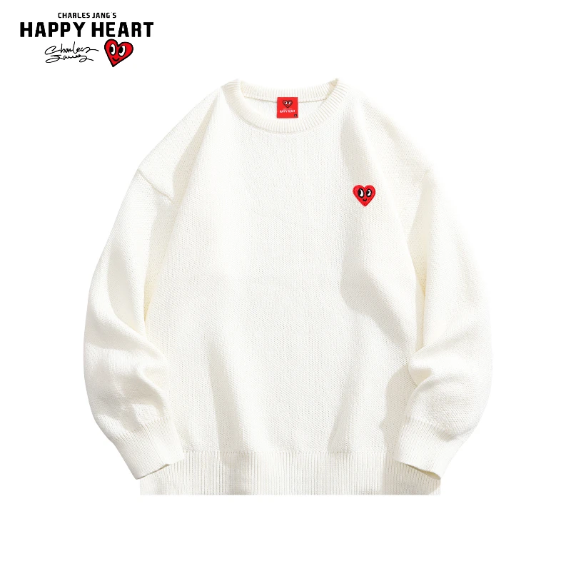 查尔斯桃心 保暖圆领毛衣男女秋冬2024新款针织情侣多彩慵懒风