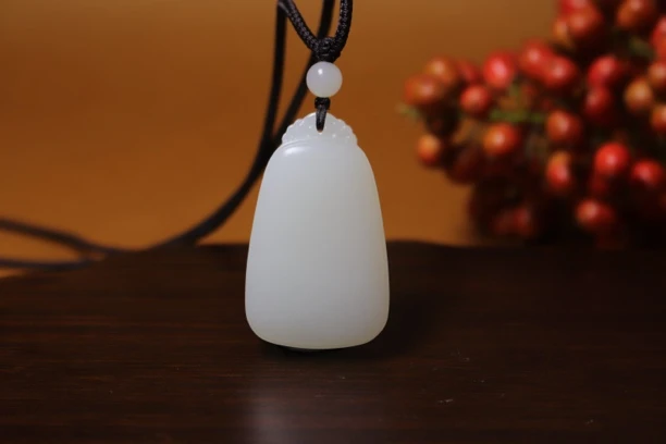 【瑜明堂】精品和田白玉无事牌男女款挂件百搭