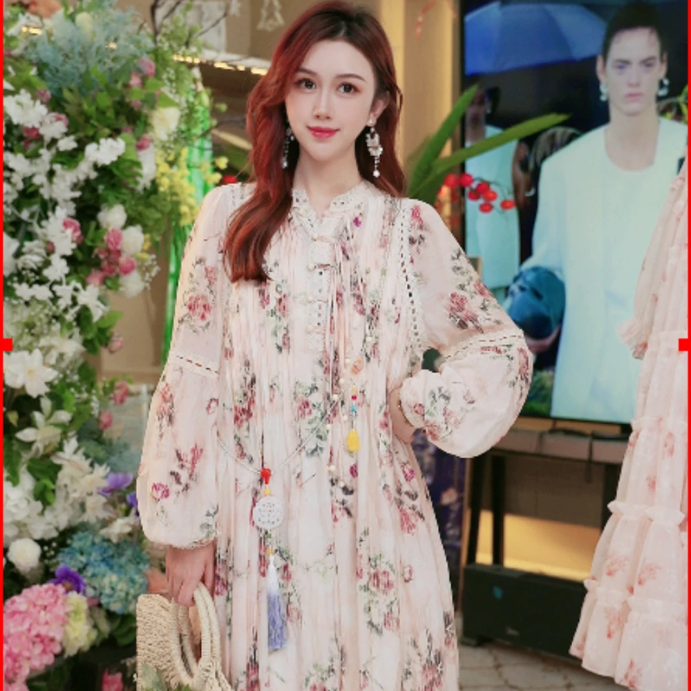 【新中式】国风国潮轻奢款夏季气质宽松时尚碎花女装连衣裙241D102