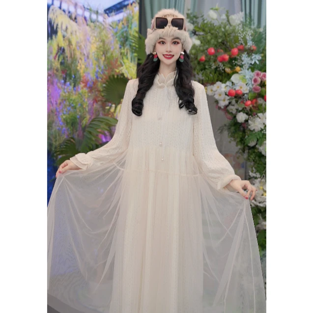 【主播内搭】淑女风蕾丝时尚百搭洋气宽松秋冬女士连衣裙233D210