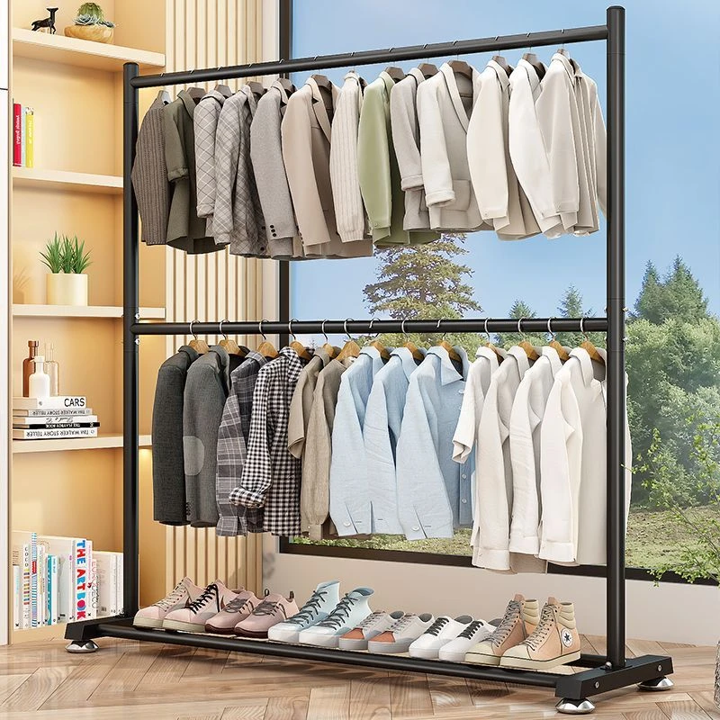 晾衣架落地立式挂衣服架子加厚加粗卧室出租屋晒衣架服装店展示架