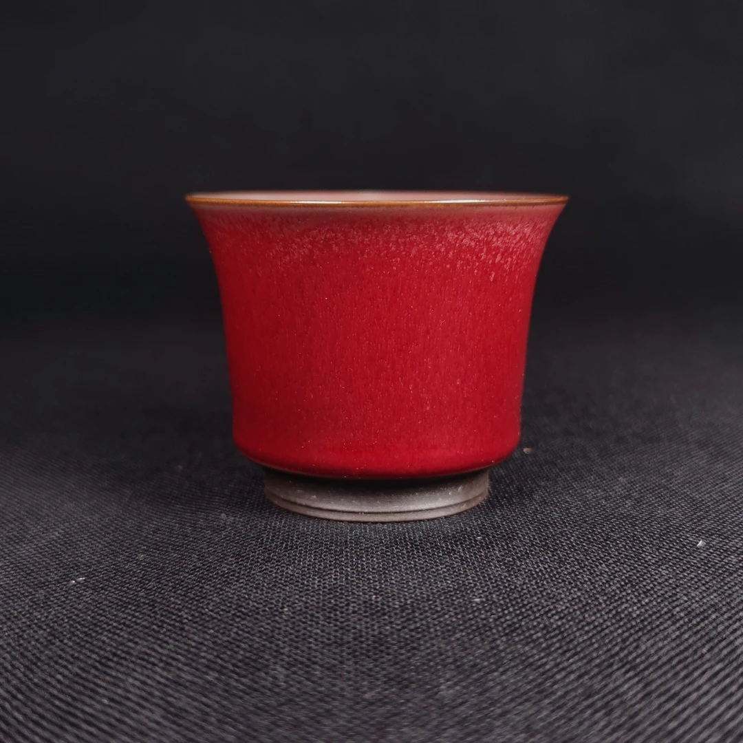 郎红冰花 马蹄杯 庄垂仁作品 礼盒+证书 色釉主人杯陶瓷