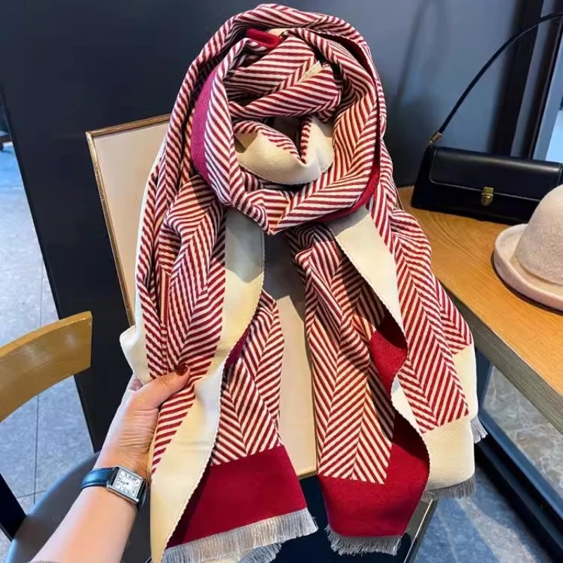 Miss Silas秋冬围脖高级感保暖披肩轻奢简约风双面双色羊绒围巾女