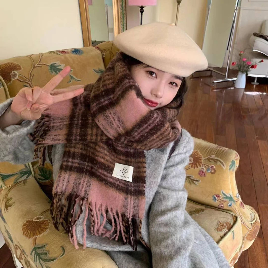 美拉德风围巾女冬季雅丹款百搭秋冬保暖韩系学生情侣格子加厚围脖