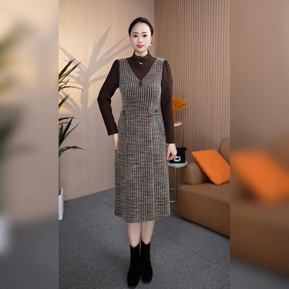 【雪尔绒】冬季新款时尚减龄保暖连衣裙24年新款显瘦大方气质妈妈女