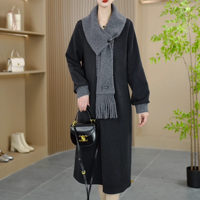 24305-3秋季新款时尚气质收腰显瘦修身减龄长袖女装连衣裙