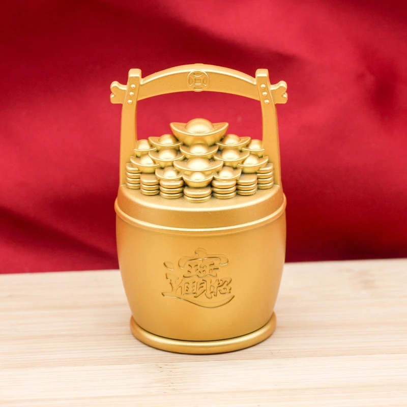 【大嫂工艺】创意摆件一桶金水桶双面雕刻吉祥文字家居办公室摆件